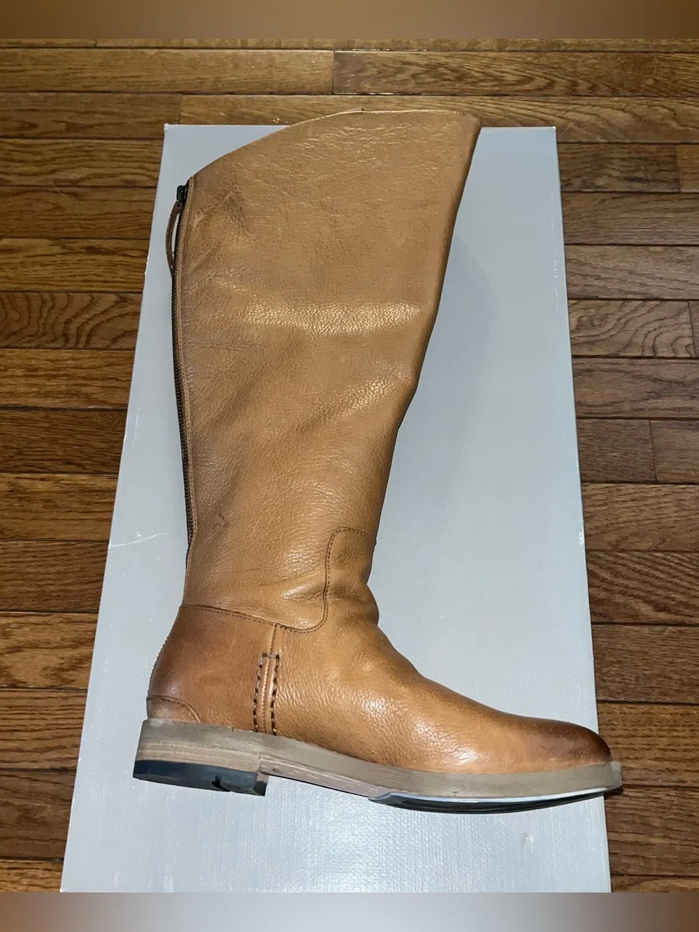 Franco Sarto Meyer Knee High Boot Light Brown Distressed Women’s 7 Wide Calf